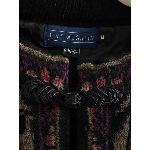 Vintage J. McLaughlin Wool Tapestry Cardigan Jacket Boho Fall Sweater Coat - Picture 4 of 10